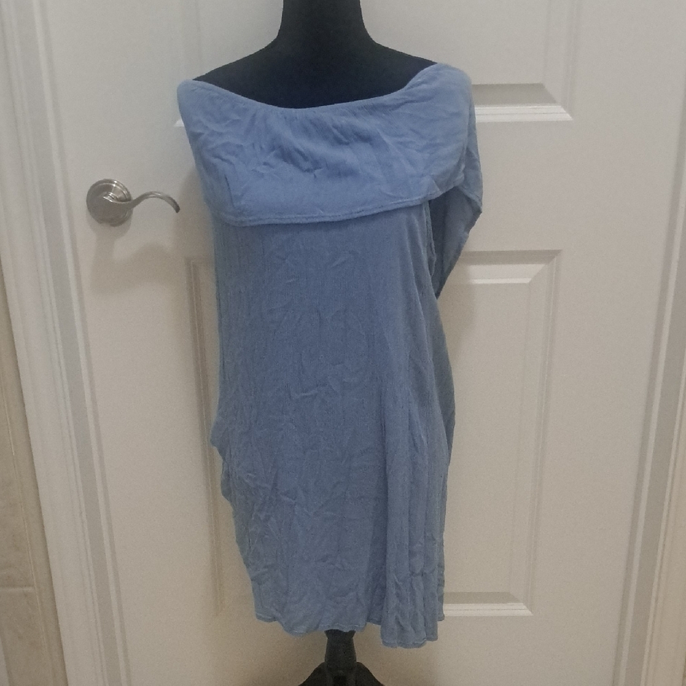 Blue Asymmetrical One Shoulder Cocktail Dress